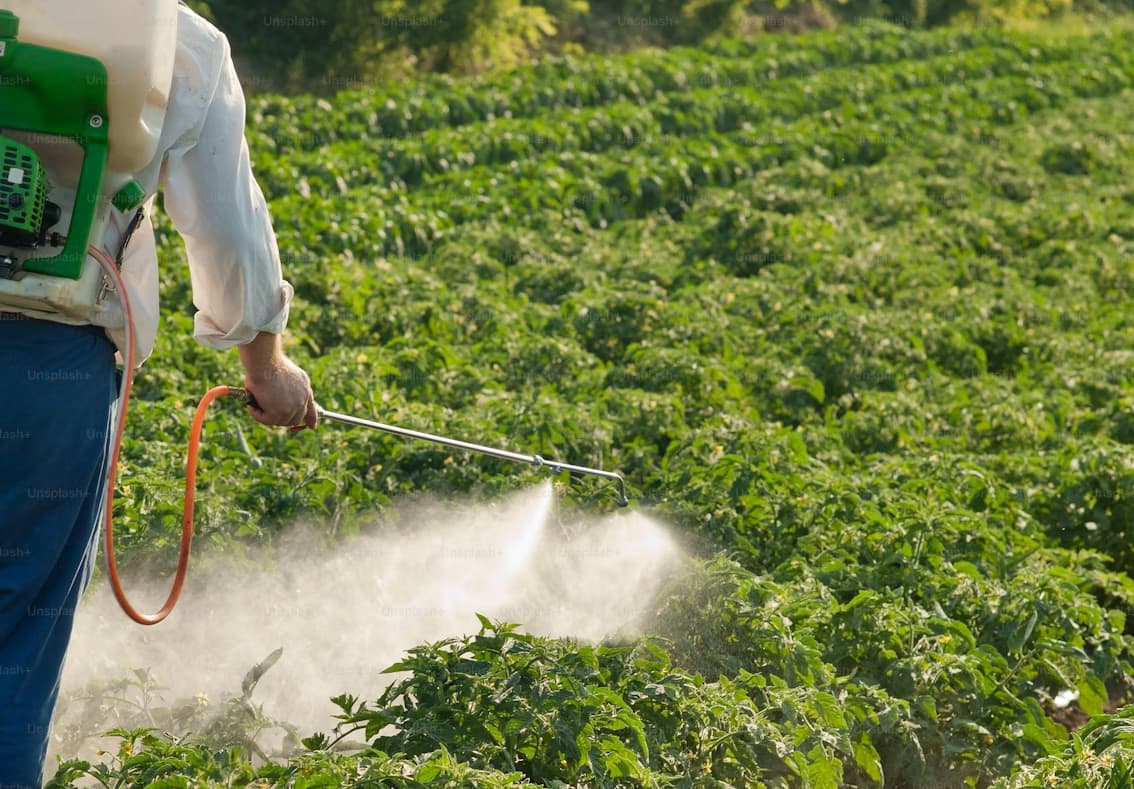Pesticides répandus dans un champ